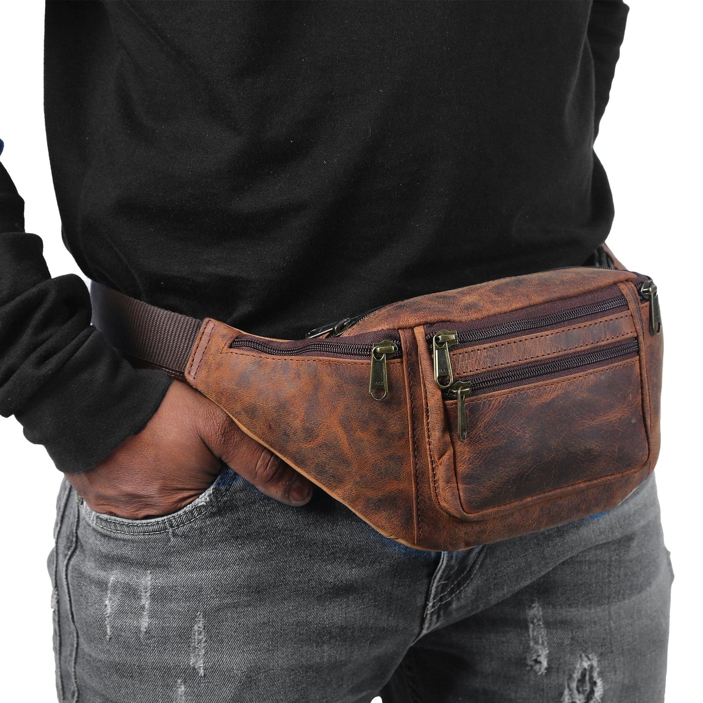 Leather Fanny Pack Waist Multifunction Hip Bum Bag