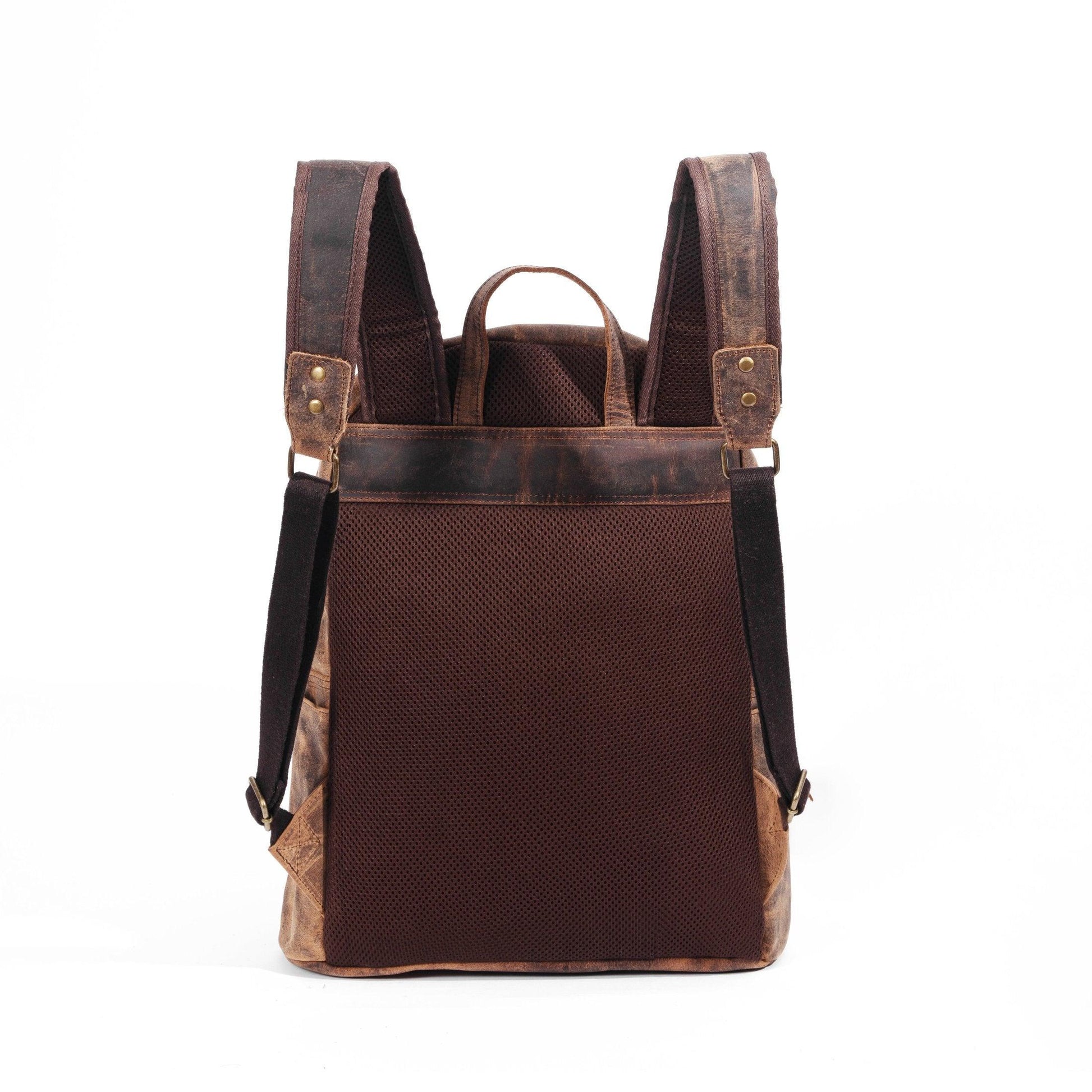 17 inch Buffalo Leather Backpack with Padded Shoulder Strap