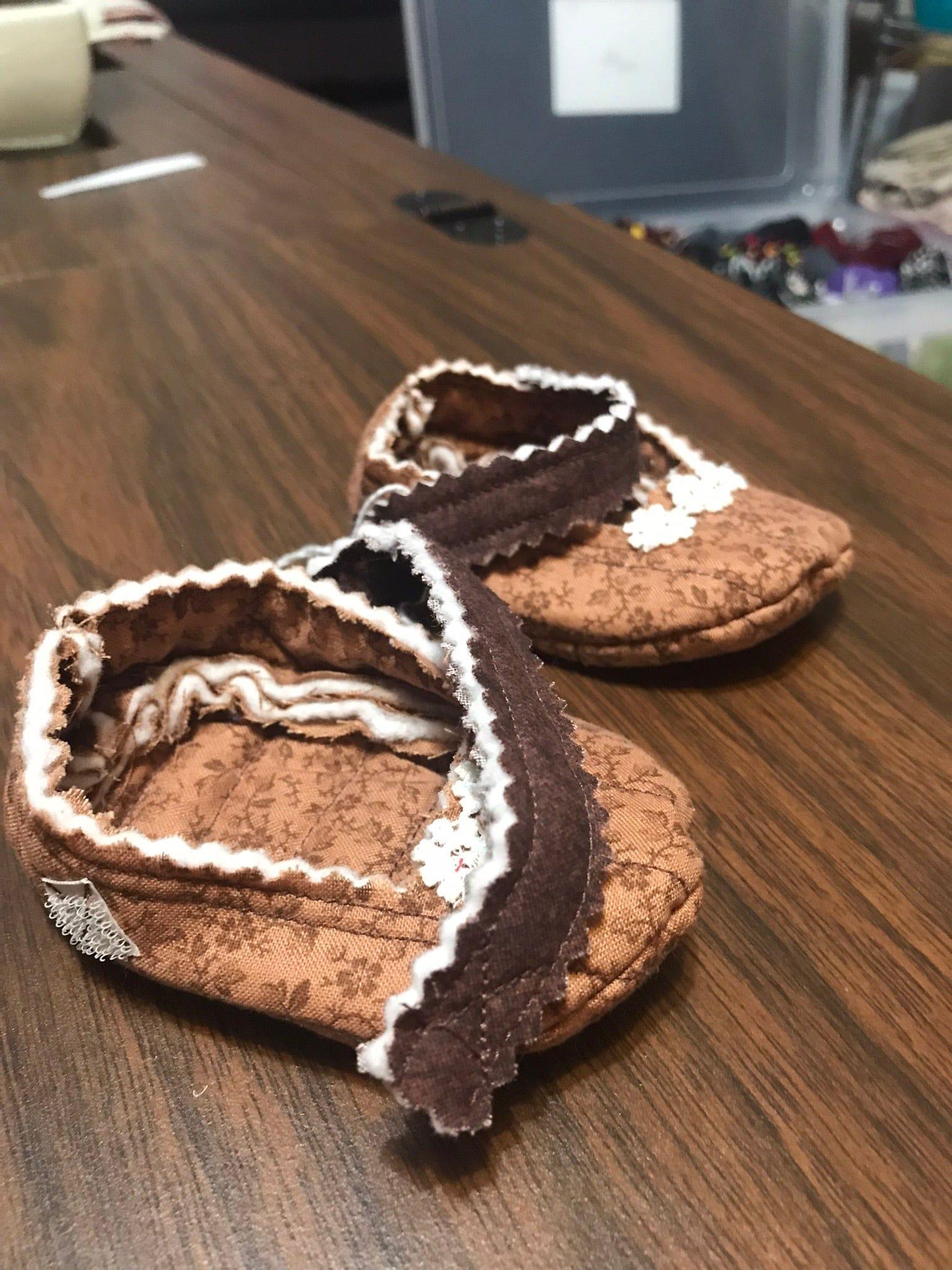 Hand-Crafted Quilted Newborn Velcro-Latch Shoes