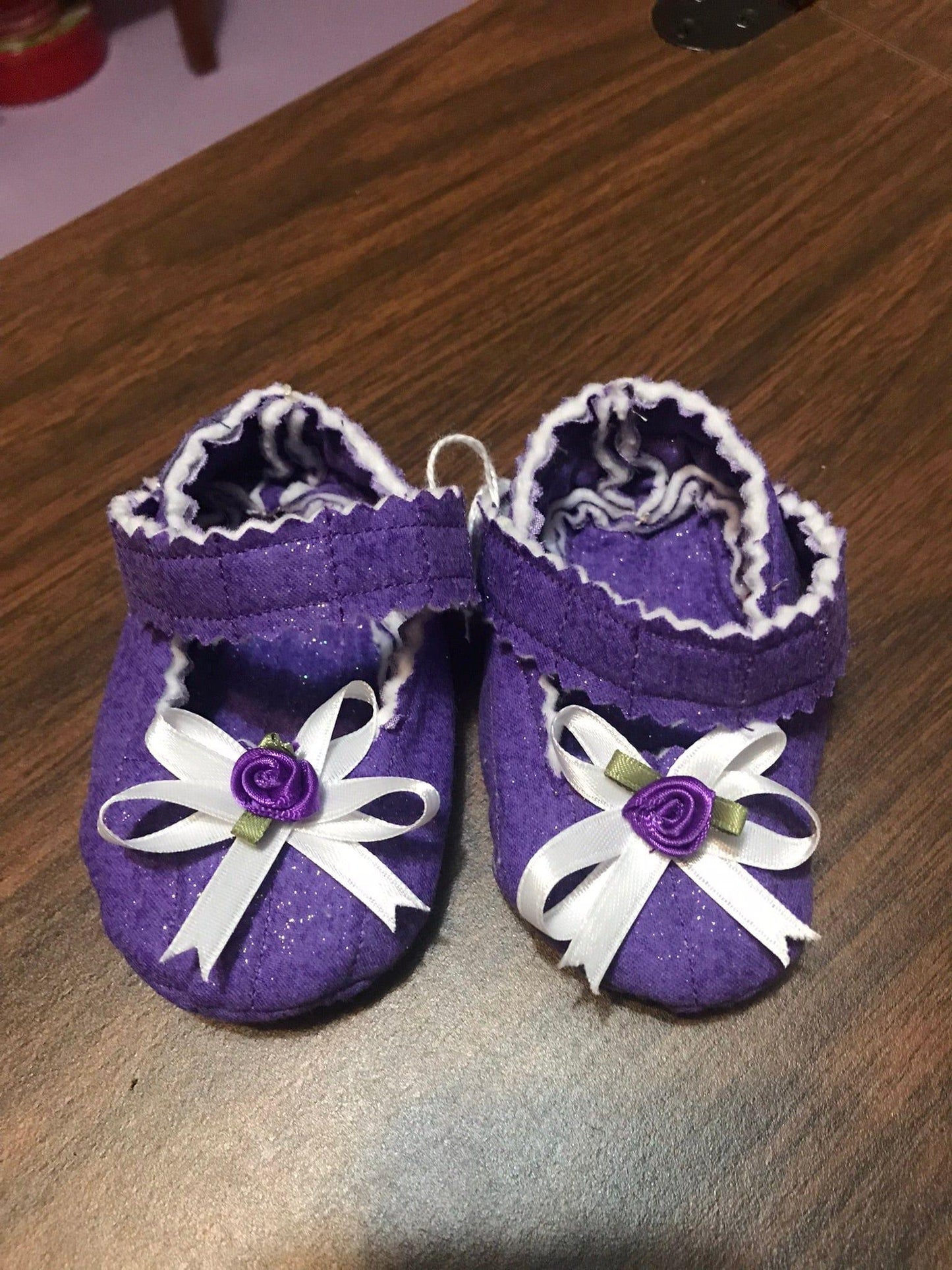 Hand-Crafted Quilted Newborn Velcro-Latch Shoes