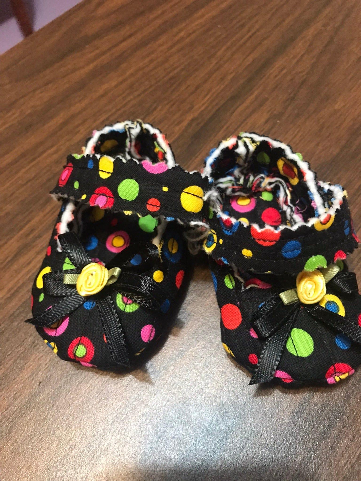 Hand-Crafted Quilted Newborn Velcro-Latch Shoes