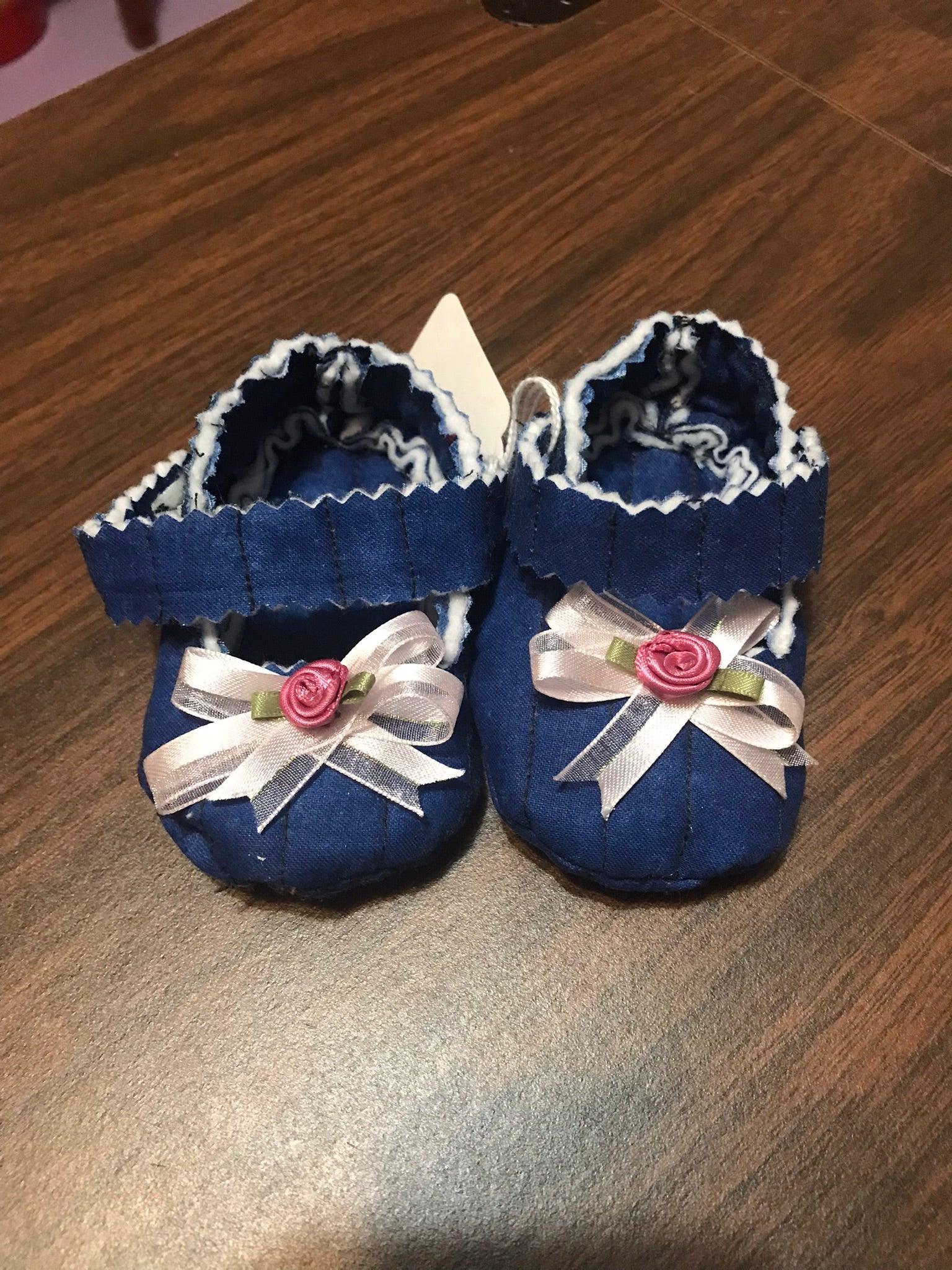 Hand-Crafted Quilted Newborn Velcro-Latch Shoes