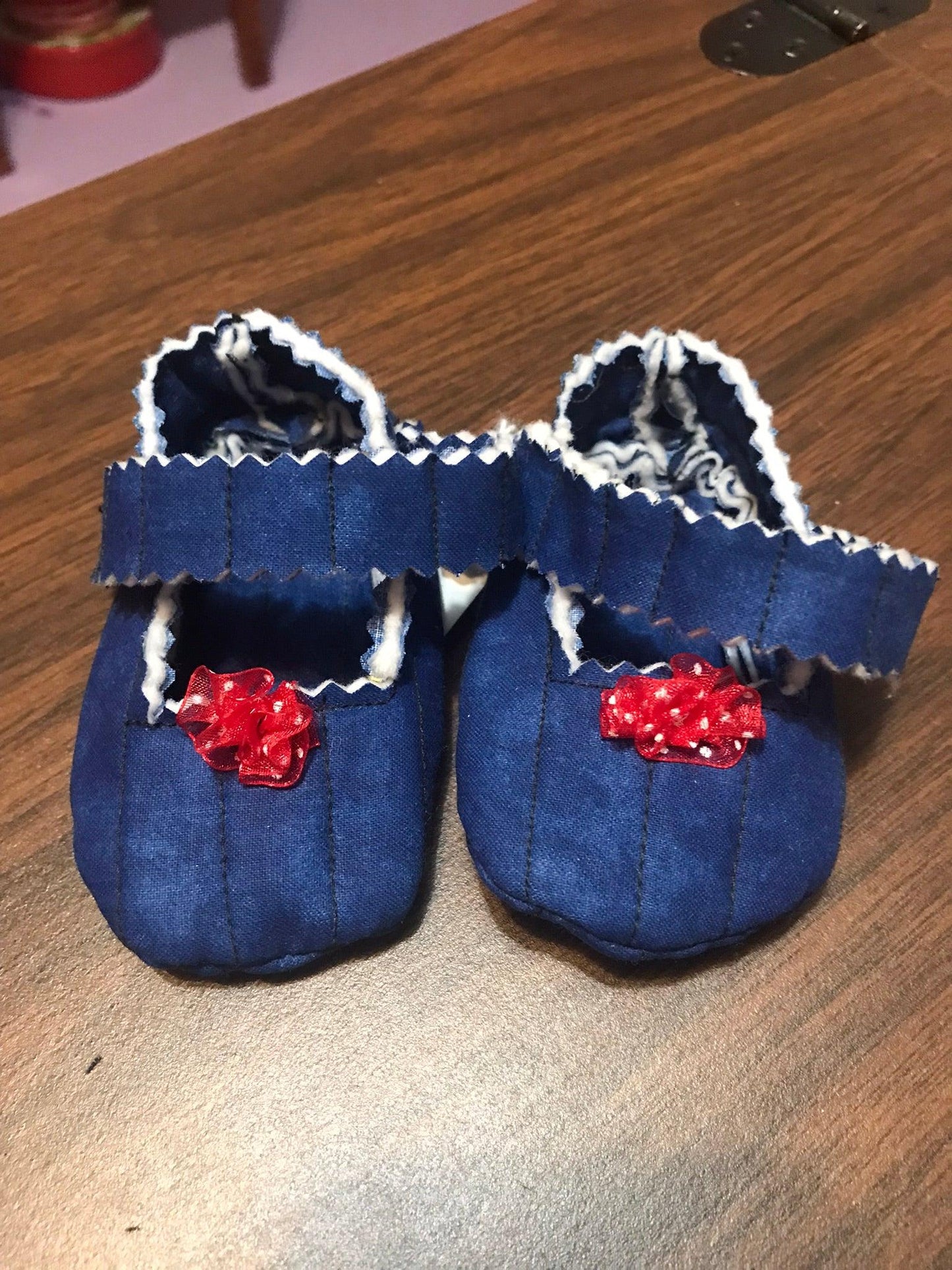 Hand-Crafted Quilted Newborn Velcro-Latch Shoes