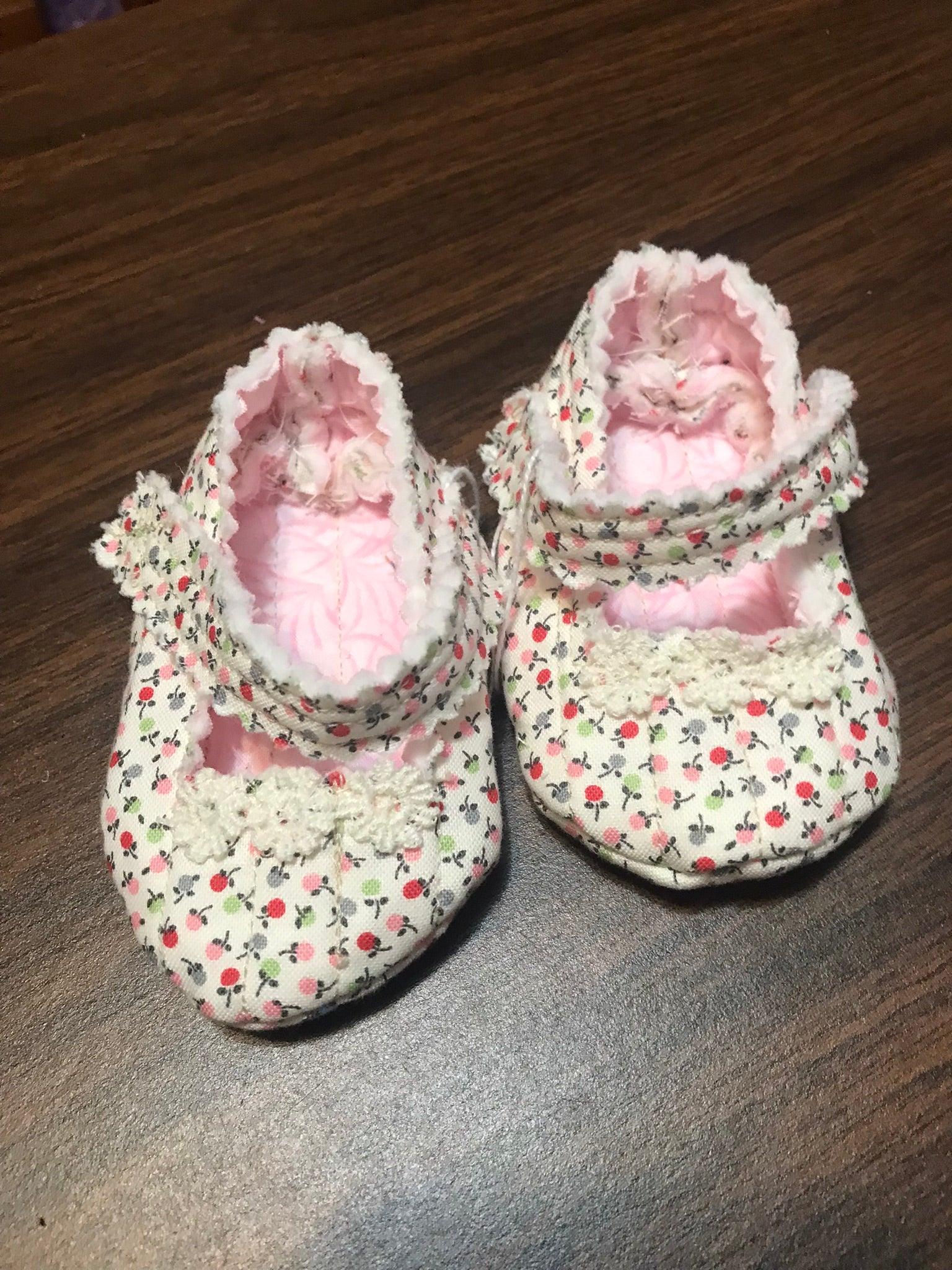 Hand-Crafted Quilted Newborn Velcro-Latch Shoes