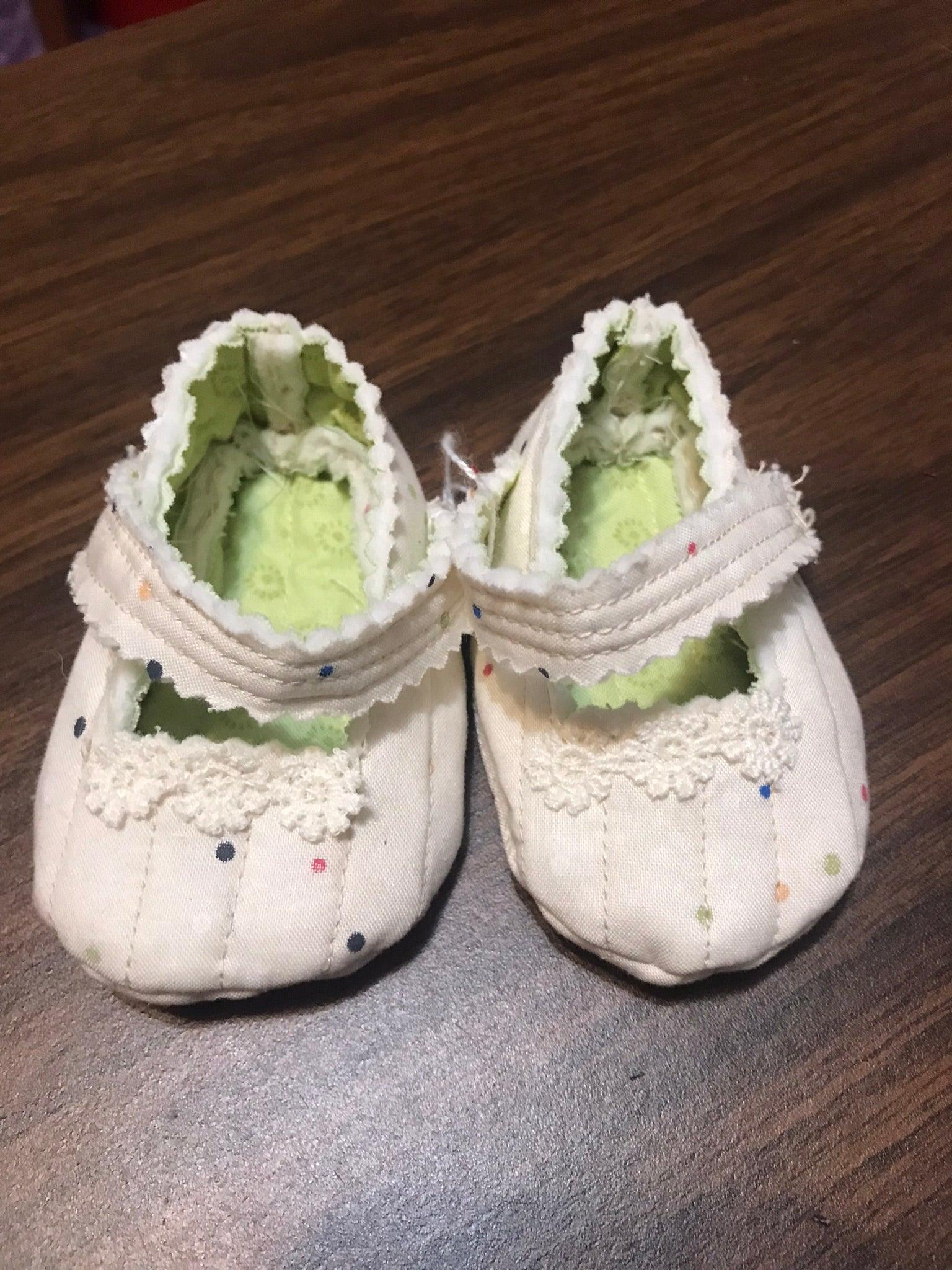 Hand-Crafted Quilted Newborn Velcro-Latch Shoes