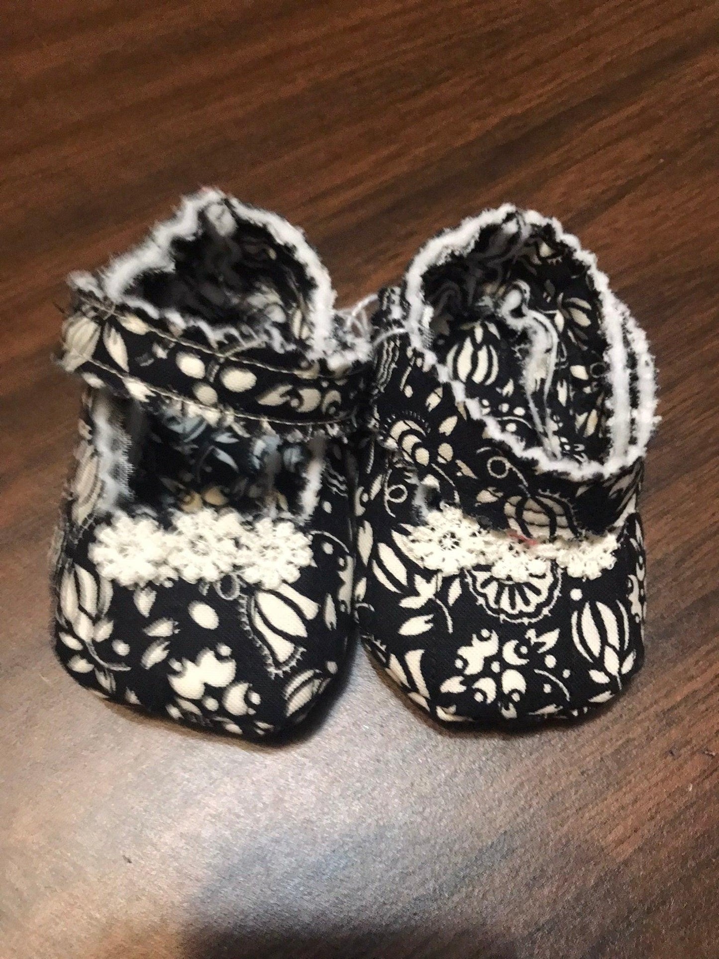 Hand-Crafted Quilted Newborn Velcro-Latch Shoes