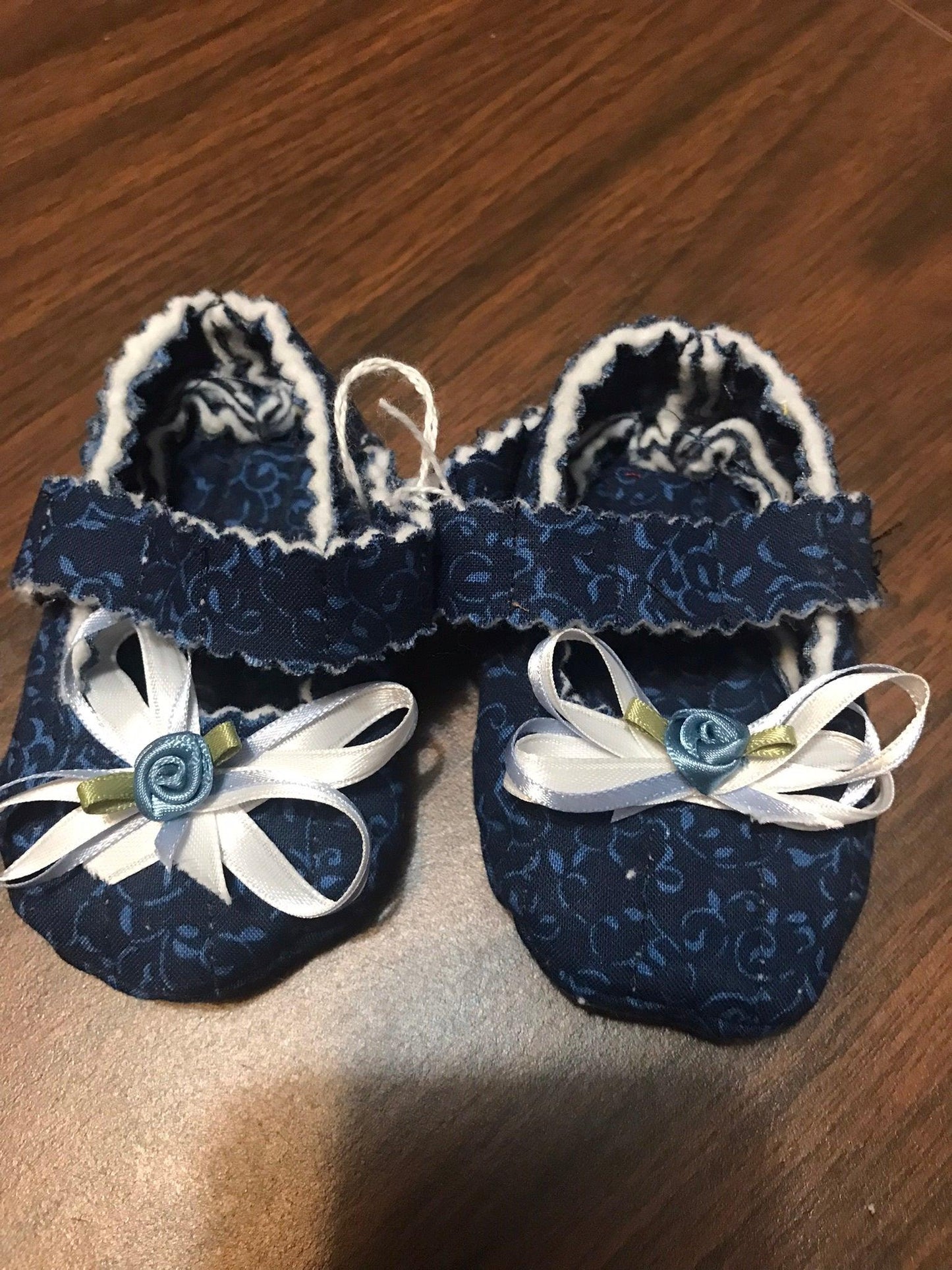 Hand-Crafted Quilted Newborn Velcro-Latch Shoes