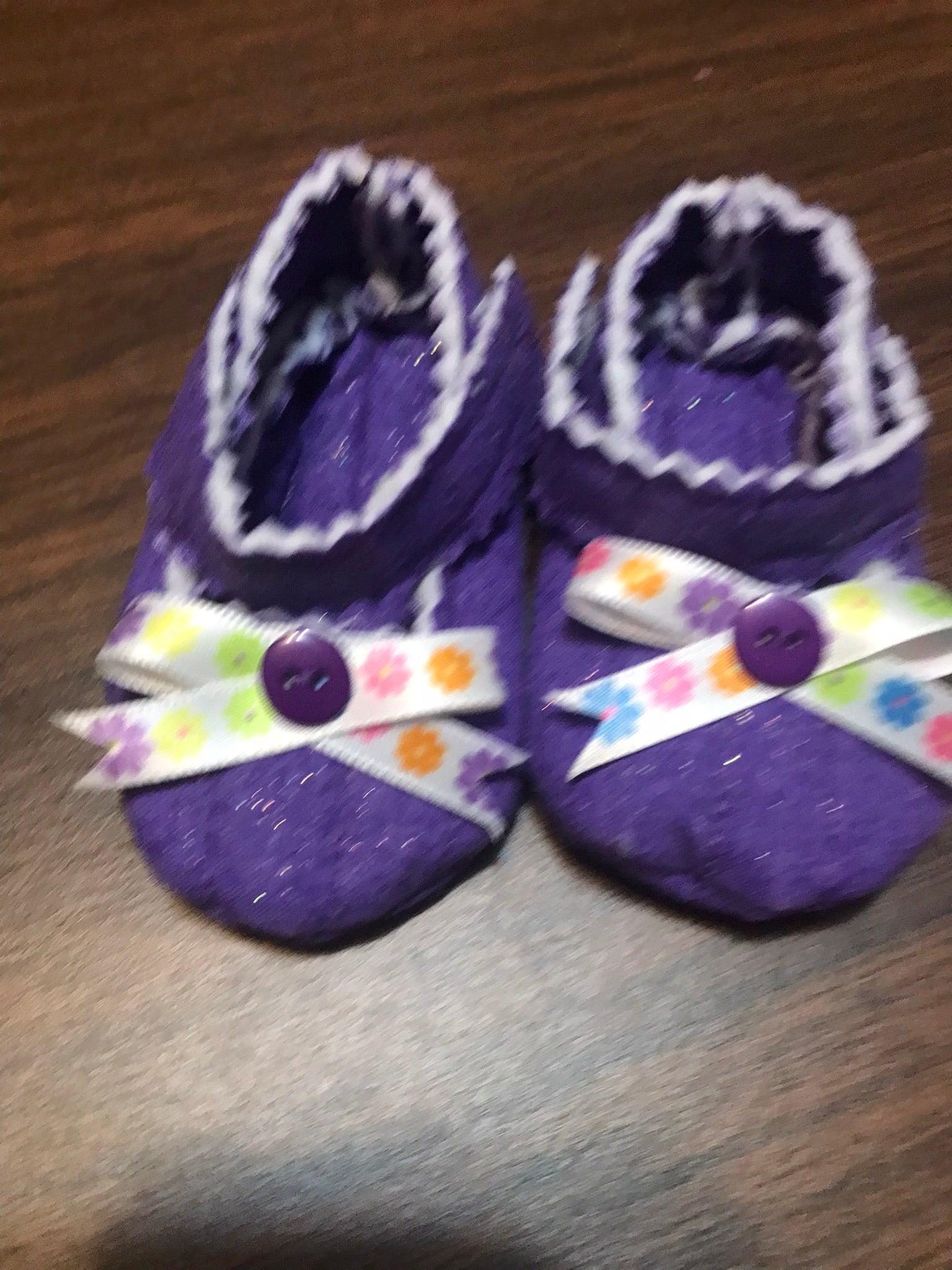 Hand-Crafted Quilted Newborn Velcro-Latch Shoes