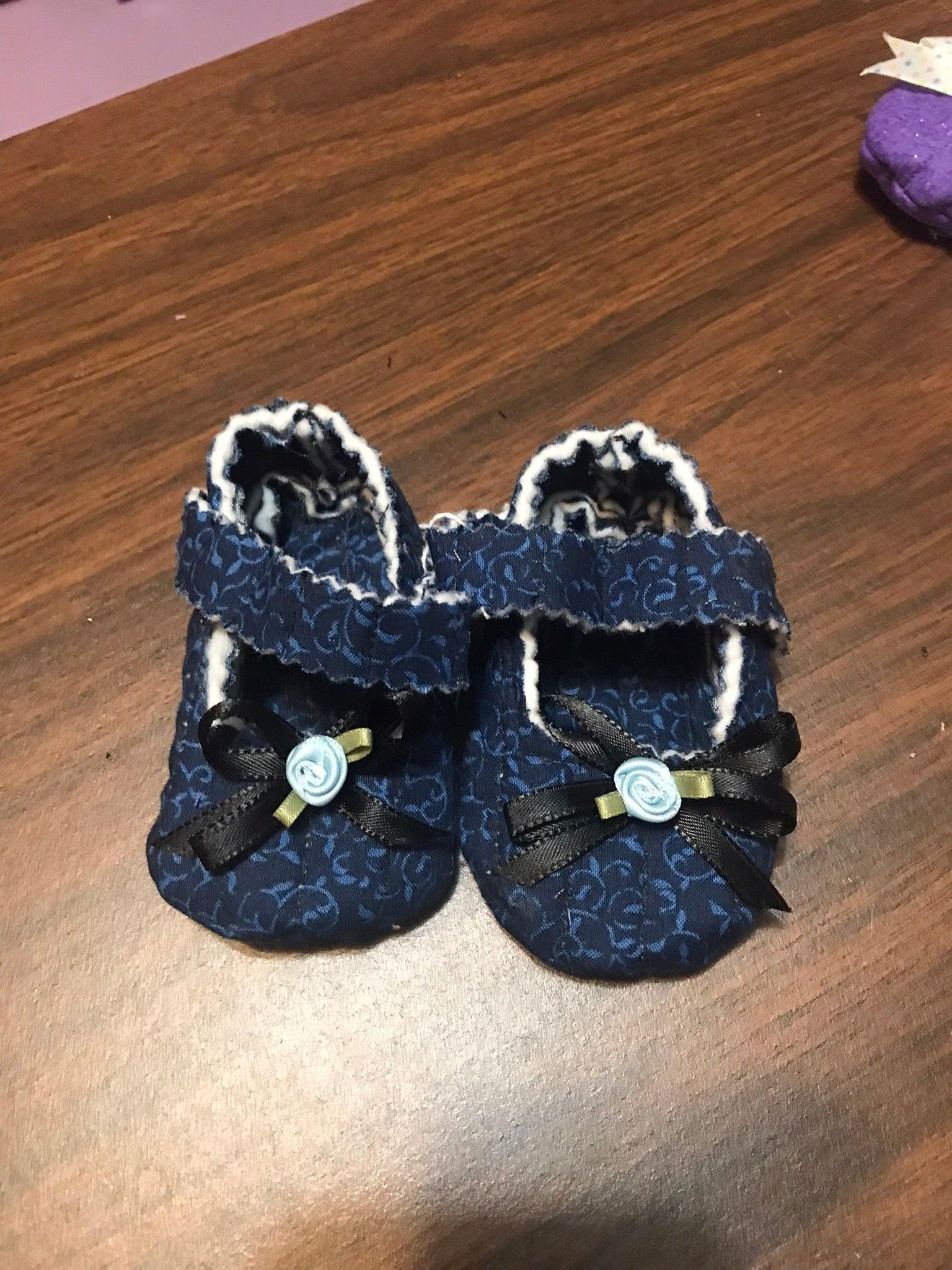 Hand-Crafted Quilted Newborn Velcro-Latch Shoes