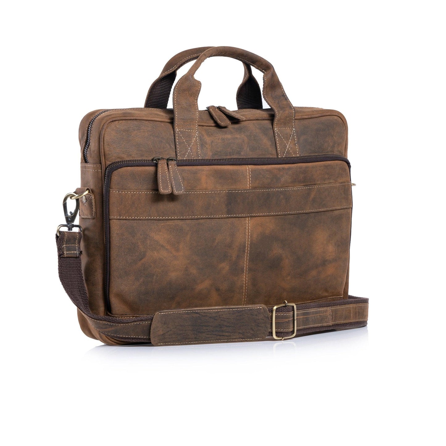 16 Inch Distressed Tan Leather briefcases Laptop Messenger Bags for Men and Women 