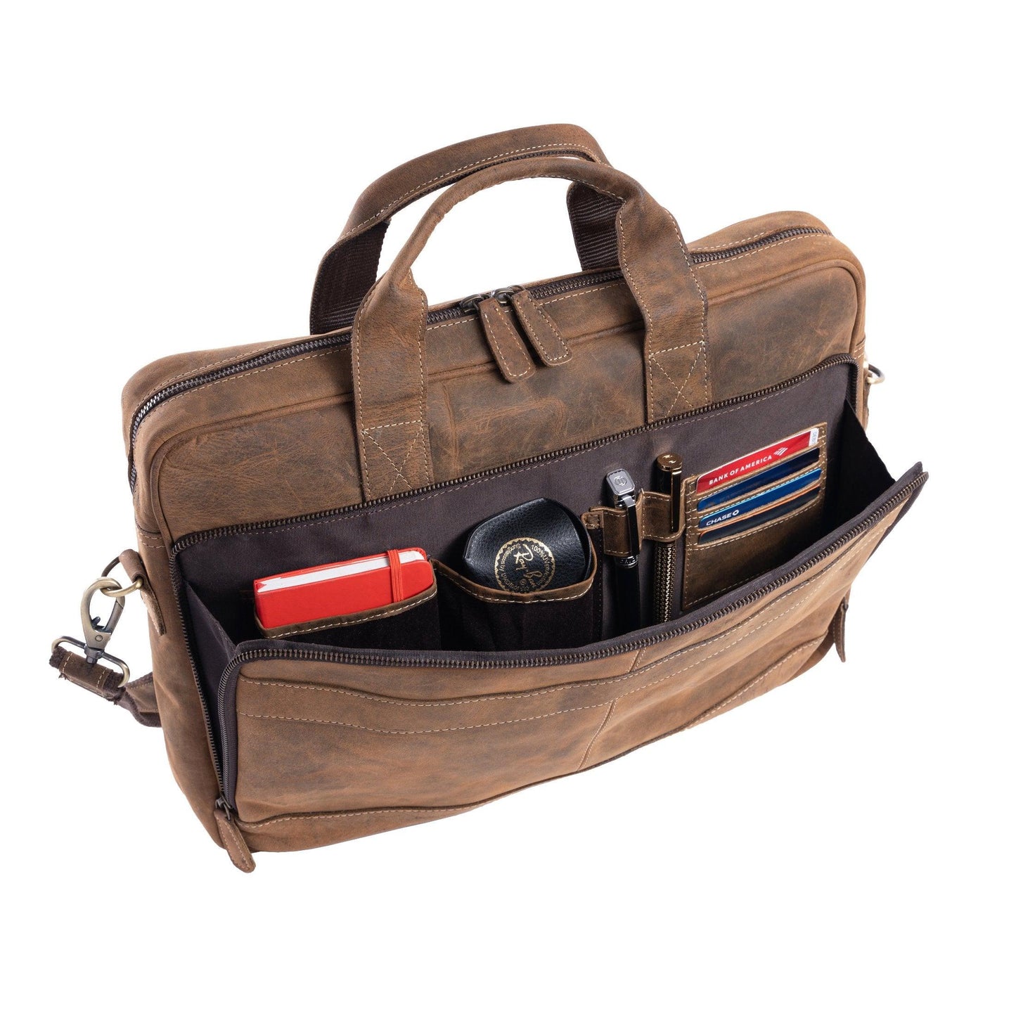 Leather Messenger Bag with Multiple Compartments for Essentials