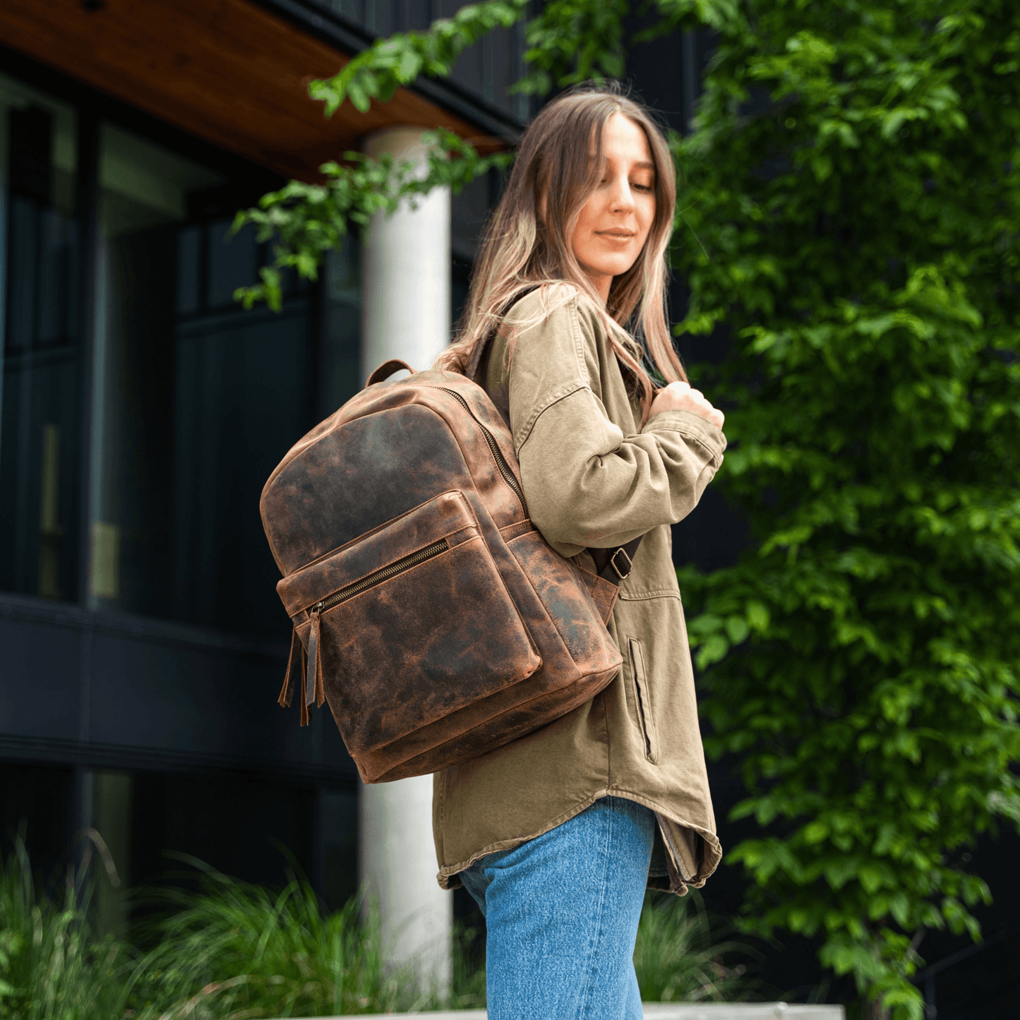 Premium Buffalo Leather Backpack for Women and Men 